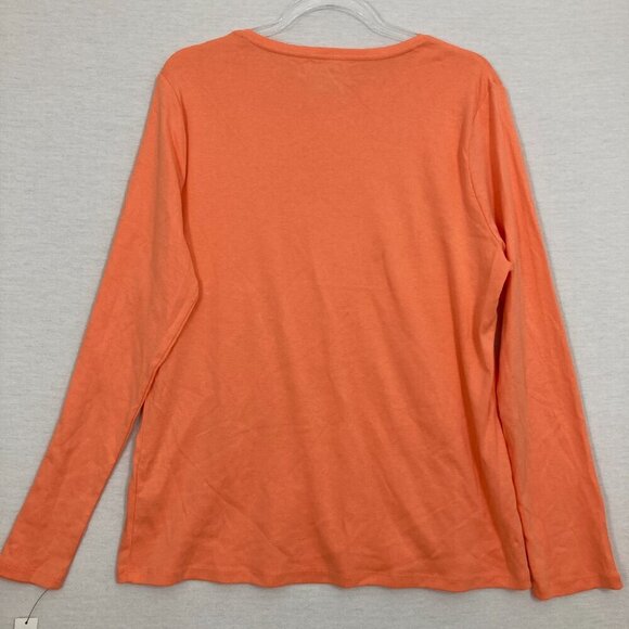 New Talbots Orange Pima Cotton Crew Neck Long Sleeve Pullover Tee XL - Picture 8 of 9
